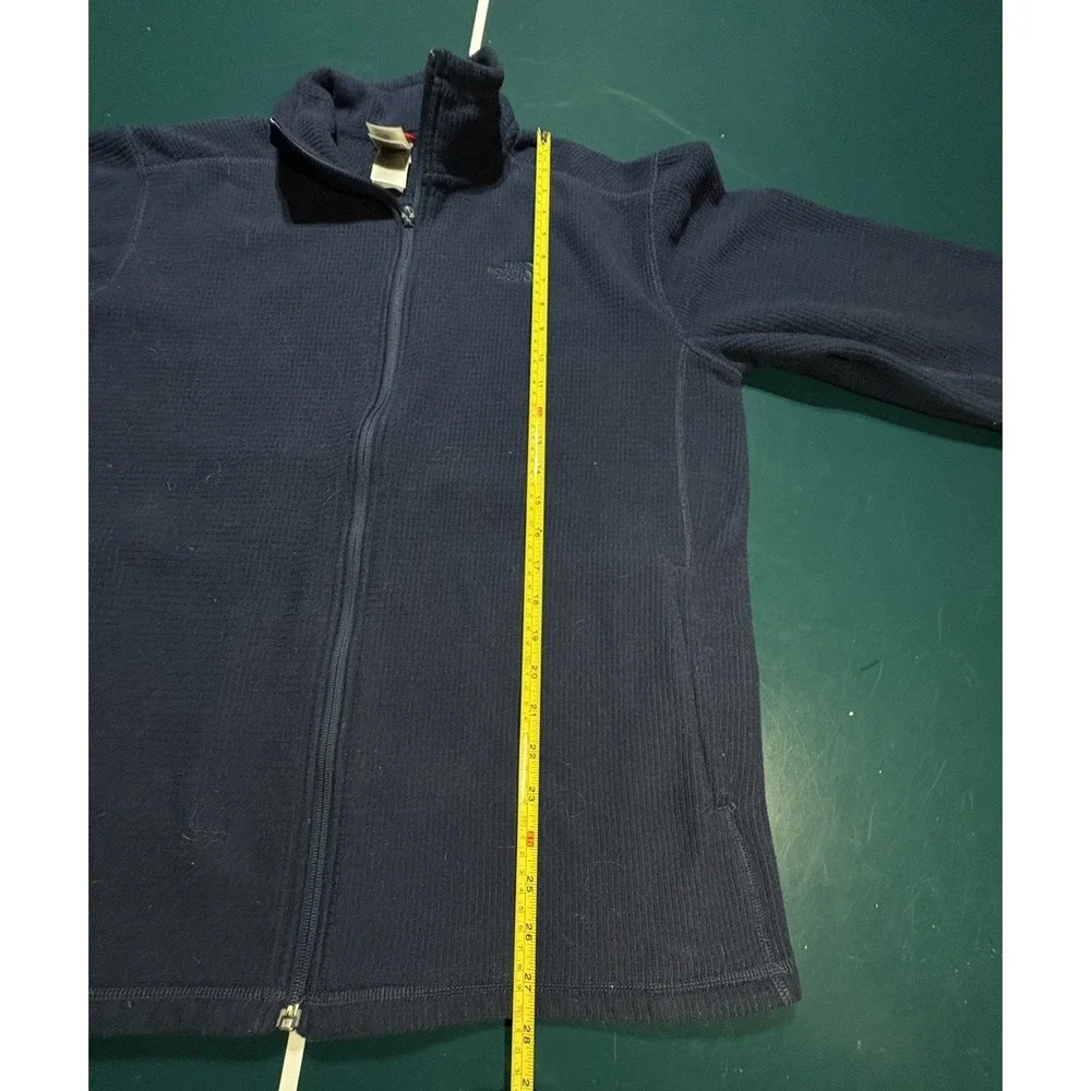 The North Face Waffle Knit Full Zip‎ Jacket Men's Large Navy Blue Fleece